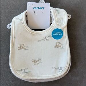 UNUSED Carter's Beige Baby Bib Trio